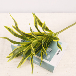 <b>Artificial</b> Lily Bamboo Plant Yellow Green Leaves Plastic <b>Stems</b> For Home Hotel Decoration Wholesale - Product Image 2