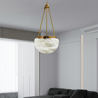 Luminaire suspendu en albâtre de luxe moderne, finition dorée, pour salle à manger, salon, hall d'hôtel, éclairage décoratif