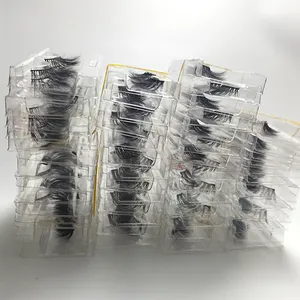 Vegan Cruelty Free Clear Band Strip Mink Lashes 3D Natural False Eyelash Wholesale Synthetic Fluffy Eyelashes With Box
