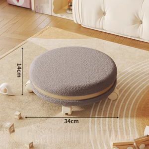 Taburete con Respaldo con Ruedas, Pequeño, Ecológico, Moderno, para Uso Doméstico, Asiento Bajo, Estilo Crema, Otomana Silenciosa - Product Image 2