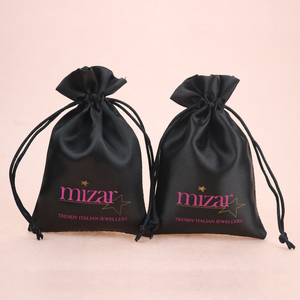 Custom logo Printed Silk Hair Packaging Wig Bag Luxury Satin Drawstring Dust Bag Pouch for Small Gift Bags with <b>Strings</b> - Product Image 2