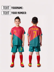Divisa da Calcio per Bambini del Portogallo all'Ingrosso, Kit con Pantaloncini per Ragazzi e Ragazze, Uniforme Personalizzata per Allenamento, Traspirante e ad Asciugatura Rapida - Product Image 2