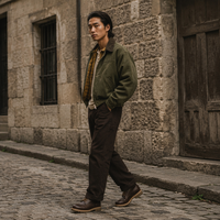 Veste en jean unisexe rétro streetwear 100 % coton personnalisée pour l'automne, style motard, multi-poches, coupe-vent, écologique