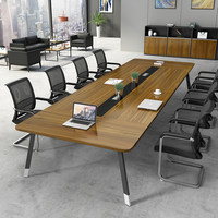 Bureau de conférence moderne en bois massif à bords arrondis pour salles de formation d'entreprises de taille moyenne et hôtels
