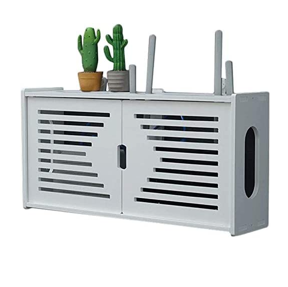 Wholesale Large Power Strip Cable Management Hider Box Wood Wifi Router Storage Box