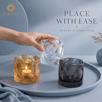 Vase en verre épais ondulé irisé 280 ml, récipient en verre artistique multicolore, décoration de table à domicile, logo personnalisé