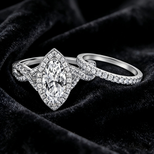 Classic Halo <b>Ring</b> Marquise Cut 1ct Rhodium Plated <b>Thick</b> 18K Gold Plated 925 Sterling Silver Engagement Wedding <b>Ring</b> - Product Image 1