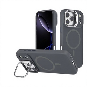 เคสโทรศัพท์ซิลิโคนพร้อมที่ยึดเลนส์กล้อง GS007 สำหรับ iPhone 11 12 13 14 15 17 Pro Max ป้องกันการแตก พร้อมแม่เหล็ก - Product Image 1