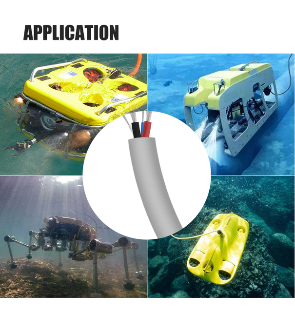Wholesale Swimming Pool Robot Cable 2x14AWG+2x22AWG Stranded Tinned Copper Zero Buoyancy Underwater Floating Marine Cable