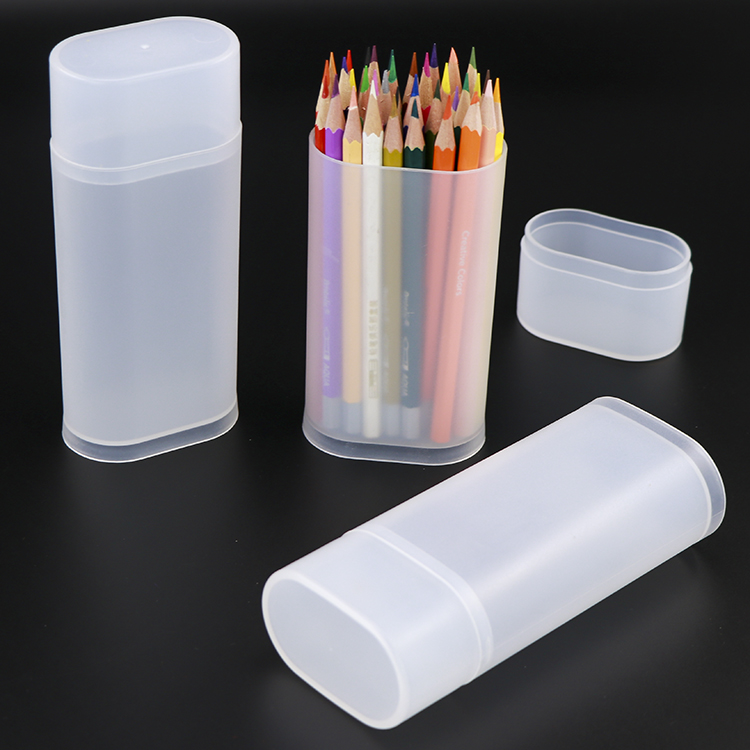 Портативный пенал с логотипом на заказ, прозрачный пенал, недорогой держатель для ручек, трубчатый пенал, контейнер, пластиковая коробка для канцелярских принадлежностей