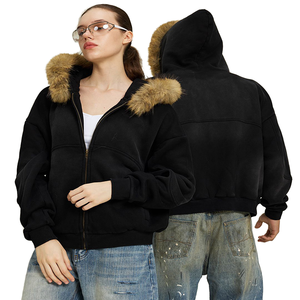 <span class=keywords><strong>Felpa</strong></span> con <span class=keywords><strong>Cappuccio</strong></span> Invernale Unisex di Alta Qualità 480 GSM, Streetwear Premium con Zip e Effetto Sbiadito, <span class=keywords><strong>Cappuccio</strong></span> in Pelliccia Sintetica - Product Image 1