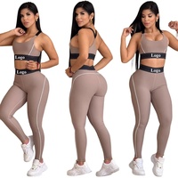 Ensembles de yoga de luxe pour femmes, vêtements personnalisés avec logo, vêtements de créateur pour femmes, ensemble deux pièces, pantalon décontracté, tenue de sport à manches courtes pour l'été