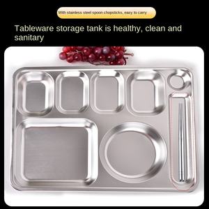 अनुकूलन योग्य रेस्तरां स्टेनलेस स्टील आयताकार विभाजित भोजन ट्रे 6 डिब्बे डिनर प्लेट गड़बड़ स्कूल कैंटीन के लिए - Product Image 3