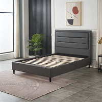 Cadre de lit minimaliste rembourré en tissu, réglable, avec rangement et tête de lit capitonnée, taille personnalisable