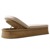 Chaise longue de jardin réglable en rotin PE avec cadre en aluminium imperméable, design moderne pour hôtel, villa, piscine