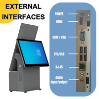 Sistema POS de Autoservicio de 15.6 Pulgadas, Dispositivo con Caja Registradora Android, Pantalla Táctil Dual, Impresora Térmica Integrada de 80 mm y Escáner