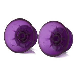 EXtremeRate 3D Thumb Sticks สำหรับ PS5 PS4 Slim Pro - ชุดฝาครอบจอยสติ๊กแบบใสสีม่วง - Product Image 3