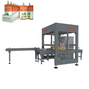 Liquid Doypacks/Dried Fruit Pouch Case Robotic Packing Collates Bags Vertical in the Carton