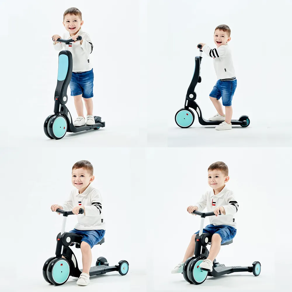 سكوتر الركوب DGN5-1 متعدد الوظائف 5 في 1 مع ارتفاع قابل للتعديل سكوتر الأطفال الصغير سكوتر ركلة الطفل 3 عجلات