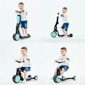 DGN5-1 5 In 1 Multifunctional Ride On Toys Adjustable Height Baby Scooter Kid Children Scooter 3 Wheel Baby Kick Scooter