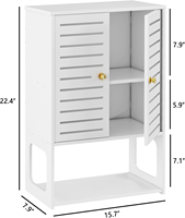 Armoire de rangement murale blanche pour salle de bain avec portes à persiennes et étagère ouverte pour cuisine ou petits espaces
