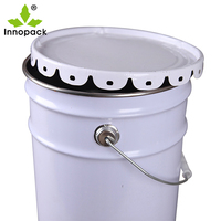 Seau en métal et acier de 25 litres pour produits chimiques, peinture et huile, avec couvercle métallique, vente en gros
