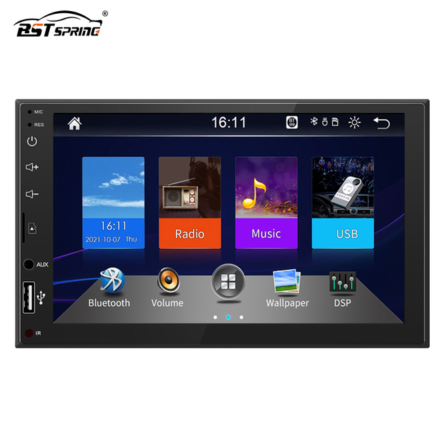 7" 2 Din Car MP5 Player Capacitive Touch Screen FM/TF/USB Support Rearview Camera Carplay Android Auto Car Radio Screen Display