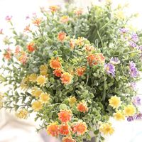 Buquê de flores artificiais, de alta qualidade, verde, pequeno, selvagem, chrysantemum, ramos de frutas, buquê com grama