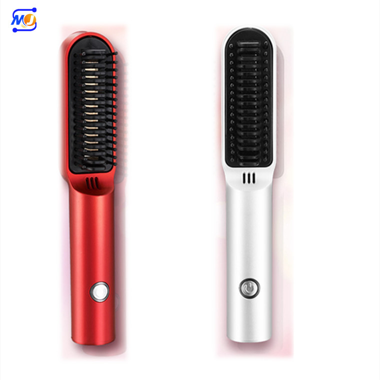 Zkagile Portable Wireless Usb Charge Electric Self-heating Hair Straightener Comb Multi-functional Ceramic Straight Hair Comb