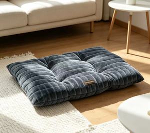 Yangyangpet Dark Grey Flannel Fabric Square Washable <strong>Indestructible</strong> Removable Chew Proof <strong>Dog</strong> <strong>Bed</strong> - Product Image 1