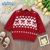 Pull en maille à motif géométrique pour filles, col rond, manches trois quarts, mélange nylon-coton, 12 jauges, collection automne