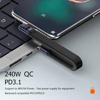 Câble de données USB C mâle à femelle Accord PD Charge rapide 240W 40Gbps FPC Cordon court Type-C 4.0 Port de courbure latérale Câble de charge