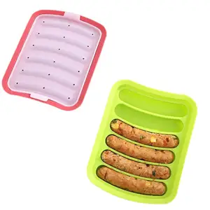 New Design 6 in 1 Food Grade Home Made DIY Hot Dog Baking Mold Silicone Sausage Mol