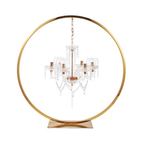Luxe 90Cm 6 Têtes Or Cerceau Lustre Stands Pièce Maîtresse Grand Mariage Lustre En Cristal Bougeoirs Partie Événements Accessoires