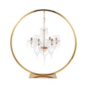 Lusso 90Cm 6 teste oro cerchio lampadario stand centrotavola grande cristallo matrimonio lampadario candele porta eventi per feste - Product Image 2