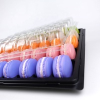 Boîte de présentation en plastique pour macarons, biscuits, baklavas, avec 40 trous, plateau en PET avec fond noir et couvercle transparent