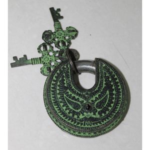 PARIJAT HANDICRAFT Fully Functional Security Locks Beautifully Eagle Engraved Brass Door <b>Padlock</b> with 2 Keys Metal Material - Product Image 1