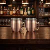 Expédition immédiate : Tasse en cuivre de haute qualité avec poignée en laiton, finition antique, 16 oz, écologique, style Mule, idéale comme cadeau, design minimaliste