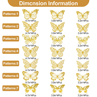 Autocollant papillon 3D coloré argenté et doré pour anniversaire, mariage, Pâques, fête des pères, décoration de gâteau, décoration murale, luxe