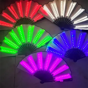 Hot Sale Personalized Led Hand Fan 10'' Folding Clack Hand Fan Custom Logo for Women Man Festival Parties Rave Accessories