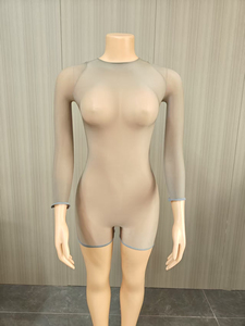 วิวิบลูค์ Z406RP01 ชุดรอมเปอร์เซ็กซี่สำหรับผู้หญิง ผ้าเนื้อมันวาว ยืดหยุ่นได้ ชุดบอดี้สูทสำหรับใส่ไปไนต์คลับ ชุดรอมเปอร์ตาข่ายซีทรูเซ็กซี่ - Product Image 5