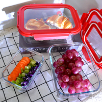 Accessoires de cuisine, récipient de préparation des repas en verre simple et chauffable, couvercles en PP, 2 compartiments, passe au lave-vaisselle, pour la cuisine, le bureau, l'école