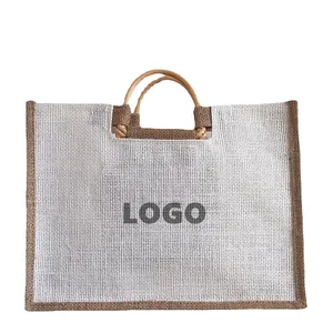 Производитель, льняная бамбуковая Сумка-тоут с логотипом, сверхпрочная Льняная сумка ручной работы для покупок