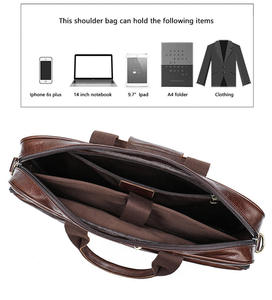 Sac à main pour ordinateur portable Andong pour hommes, en cuir de vache véritable, rétro, grand sac à bandoulière pour affaires, sac décontracté de grande capacité, sacs d'extérieur - Product Image 2