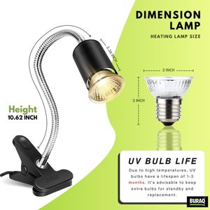 Lampe chauffante pour reptiles de qualité supérieure UVA UVB avec support réglable, lumière de basking à spectre complet pour tortues, lézards, caméléons - Product Image 4
