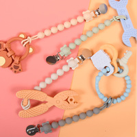 Anneau de dentition en Silicone pour bébé, en forme d'animal, sans BPA, attache-sucette