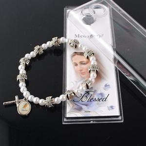 <span class=keywords><strong>Medjugorje</strong></span> Medaglia con perline In Metallo e Perle perline braccialetto elastico - Product Image 3