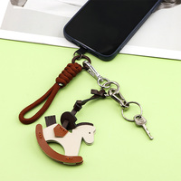 Dragonne de téléphone tressée personnalisée avec breloque cheval, cordon universel pour téléphone, porte-clés, bracelet de poignet, usine OEM ODM