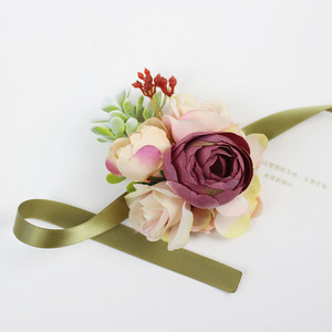 Novia roja Boda Pecho Flores Celebración Reunión Banquete Invitados Ramillete Muñeca Flor Decoración - Product Image 1
