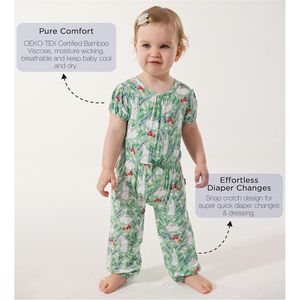 Combinaison courte pour bébé fille EASWEET, manches courtes, douce, respirante, en viscose de bambou, pour nourrissons et tout-petits - Product Image 2
